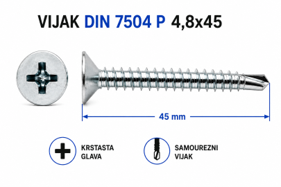 VIJAK DIN 7504 P 4,8x45